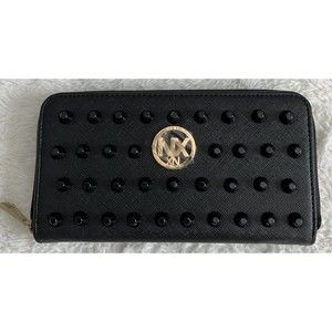 NX XNN BLACK Studded Zip Close Wallet NWOT